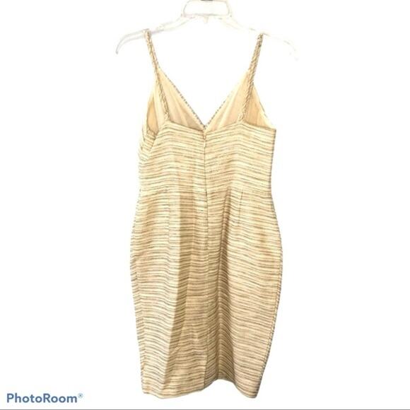 Axara Paris Linen Blend Faux Wrap Mini Cocktail Dress Size8 EU40 Metallic Thread - Picture 10 of 14